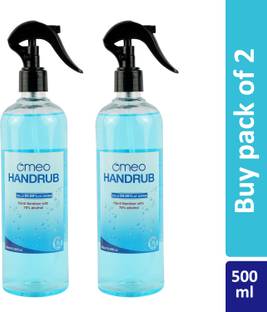 Omeo Instant Liquid Sanitizer Spray-(500PK2) 70% Alcohol, used in Hospitals, Surgical Hand Rub Bottle