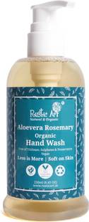 RUSTIC ART Aloe Vera Rosemary Organic Hand Wash | Natural, Vegan | Non-Drying, Hydrating Hand Wash Pump Dispenser