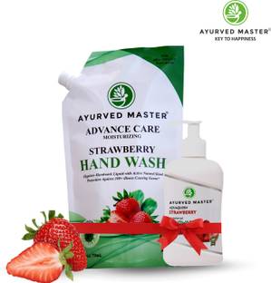 AYURVED MASTER Liquid Skincare Strawberry Pouch With Bottle (750ml + 250ml) Hand Wash Pouch