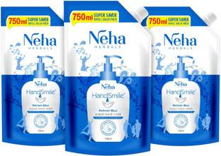 Neha Herbals Blue Handsmile Handwash - 750 ml (Pack of 3) Hand Wash Refill Pouch