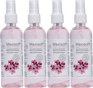 Maxisoft Sanitizer Spray (Cherry Blossom) 120 ml | Aloe & Neem | Paraben Free Hand Sanitizer Bottle
