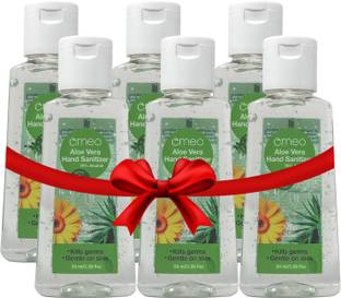 Omeo Aloe Vera Gel Based Antibacterial Rinse-free-(50PK6), 70% Isopropyl Alcohol Hand Sanitizer Bottle + Refill