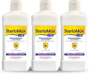 SterloMax Pack of 3 - 75% Isopropyl Alcohol-based Hand Rub Sanitizer and Disinfectant 500 ML Hand Sanitizer Bottle