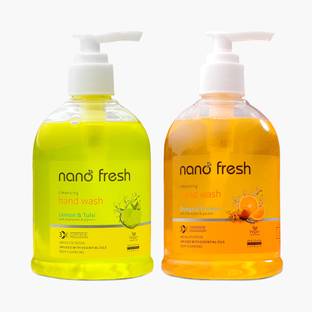 Nano Fresh Lemon & Tulsi + Orange and turmeric Cleansing Hand Wash | Shea Butter & Glycerin Hand Wash Pump Dispenser