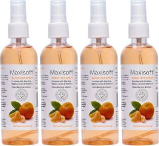 Maxisoft Sanitizer Spray (Orange) 120 ml | Aloe & Neem | Paraben Free Hand Sanitizer Bottle