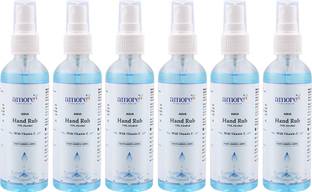 Amore Aqua Hand Rub Liquid Sanitizer Spray | Kills Germs | Keeps Hands Soft & Hygienic Hand Sanitizer Bottle + Refill