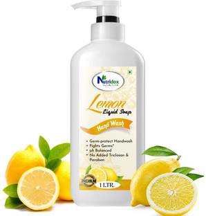 Nutridox Liquid Hand Wash - 1 L, Lemon pH-Balanced HW, Soft on Hands, Bottle+Dispenser Hand Wash Bottle + Dispenser