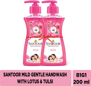 Santoor by Wipro Mild Gentle with Goodness of Lotus & Tulsi Hand Wash Pump Dispenser