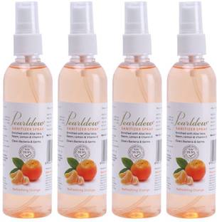Pearldew Sanitizer Spray (Orange) | Aloe & Neem | Paraben Free 120 ml Hand Sanitizer Bottle