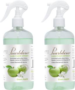 Pearldew Sanitizer Spray (Green Apple) | Aloe & Neem | Paraben Free 500 ml Hand Sanitizer Bottle