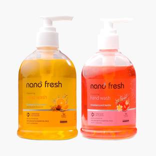 Nano Fresh Orange and Turmeric + Strawberry & vanilla blended with shea Butter cleansing Hand Wash Pump Dispenser