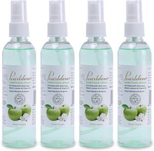 Pearldew Sanitizer Spray (Green Apple) | Aloe & Neem | Paraben Free 120 ml Hand Sanitizer Bottle