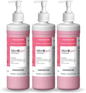 Microgen Handshield Rub 70% Ethanol Based  each (500ml) | Pack of 3 Hand Rub Pump Dispenser