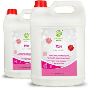 GROVANTI ORGANIC ROSE HANDWASH LIQUID |REFILL PACK| 10 LITER |COMBO PACK 2 Hand Wash Can