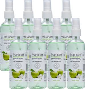 Maxisoft Sanitizer Spray (Green Apple) 120 ml | Aloe & Neem | Paraben Free Hand Sanitizer Bottle