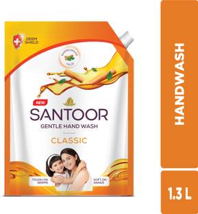 Santoor by Wipro Classic Gentle with Goodness of Sandalwood & Tulsi Hand Wash Pouch
