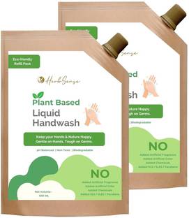 HerbSense Plant-Based Liquid Handwash Refill Pack No Artificial Fragrance Eco-Friendly Hand Wash Refill Pouch