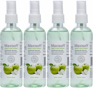 Maxisoft Sanitizer Spray (Green Apple) 120 ml | Aloe & Neem | Paraben Free Hand Sanitizer Bottle