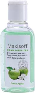 Maxisoft Sanitizer Gel (Green Apple) 60 ml | Aloe & Neem | Paraben Free Hand Sanitizer Bottle
