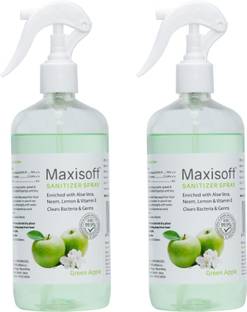 Maxisoft Sanitizer Spray (Green Apple) 500 ml | Aloe & Neem | Paraben Free Hand Sanitizer Bottle