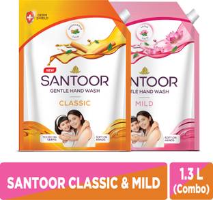Santoor Classic Gentle and Mild Gentle with Nature's Goodness Hand Wash Pouch