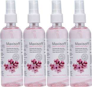 Maxisoft Sanitizer Spray (Cherry Blossom) 120 ml | Aloe & Neem | Paraben Free Hand Sanitizer Bottle