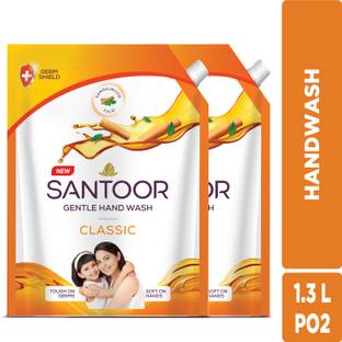 Santoor Classic Gentle with Goodness of Sandalwood & Tulsi Hand Wash Pouch