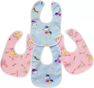 Fegus Baby Bibs Dry Double Layer Protection, Daily Use baby bibs for baby boy and girl ["Light Blue Baby Pink"] Handkerchief