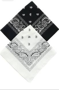 RAIMO Bandana/Head Wrap/ / Face Cover/Handkerchief for Men and Women ["Black","Black & White"] Handkerchief