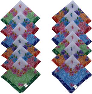 HOMESTIC Soft Cotton Bandhani Print Hankies ,Set of 12 (Multicolor) ["Multicolor"] Handkerchief