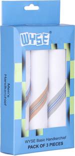 WYSE BASIC HANDKERCHIEF PACK OF 3 ["White"] Handkerchief