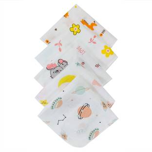 LOVE BABY Thin abstract printed ultra soft double layer muslin washcloth ["Multicolor"] Handkerchief