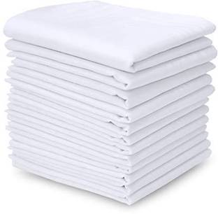 DEPTO White Cotton Handkerchiefs Men's Premium 100% Cotton (Pack of 12) ["White"] Handkerchief