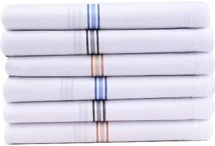 Fashionon FSN-2STRIP-HANKY-PO6 ["White"] Handkerchief
