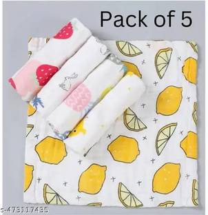 Bigbought Muslin 6 Layer Face Towels for Newborn Baby Extra Soft Hankies Reusable Napkins ["White"] Handkerchief