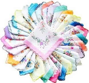 magenta SMALL FLOWER PRINTED COTTON HANDKERCHIEFS ["MULTICOLORS"] Handkerchief