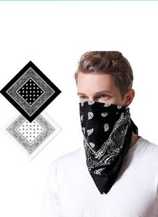 RAIMO Creation Cotton Skull Design Big Size Bandana Handkerchief Head Wraps ["Black","White"] Handkerchief