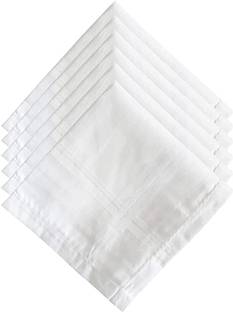 KUBER INDUSTRIES 100% Cotton Premium Collection HAndkerchiefs Hanky For Men, Set of 6 (White) ["White"] Handkerchief