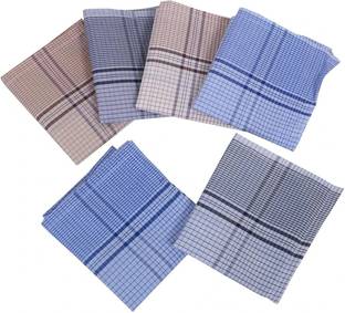 Texco India Cotton Men Dark Colours Casual Style Handkerchief (Pack Of 6) ["Blue, grey, brown"] Handkerchief