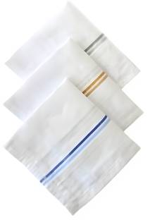 Trinch white hankey with coloured stripes ["White with colourful stripes"] Handkerchief