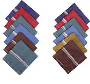 SUPERCOT Mens Hanky Dark Size 42Cmx42Cm 12 Pcs ["Multicolors"] Handkerchief