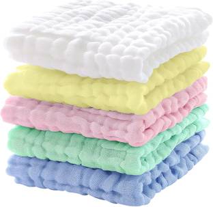 MAYCREATE 5Pcs Baby Washcloths Square Towels Ultra Soft Cotton Mesh Face Towel 12x12 Inch ["Multicolor"] Handkerchief
