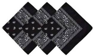 shiveyeexport Cotton Paisley Print Bandana Handkerchief Scarf Headband Sun Protection ["Black"] Handkerchief