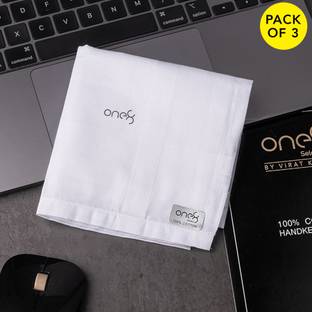 one8 By Virat Kohli Men's Premium Cotton ["White x 3"] Handkerchief