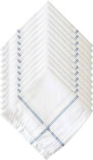 SG Shopper 100% Cotton Premium Collection Hanky for Men Hankies Gift for Men ["WHITE STRIPS"] Handkerchief