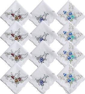 Gopika G325 Women's 100% Cotton ["White"] Handkerchief