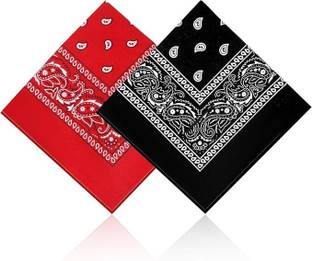Fabreez Soft Breathable Cotton Paisley Bandana For Men & Women ["Black","Red"] Handkerchief