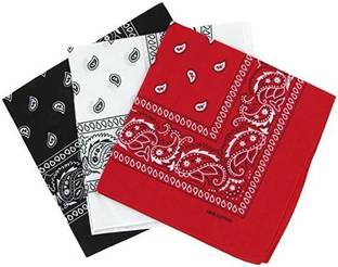 Good Shopkeeper Black, White and Red Cotton 20inches x 20inches multiuse Handkerchief ["Black, White and Red"] Handkerchief