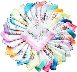 magenta SMALL FLOWER PRINTED COTTON HANDKERCHIEFS ["MULTICOLORS"] Handkerchief