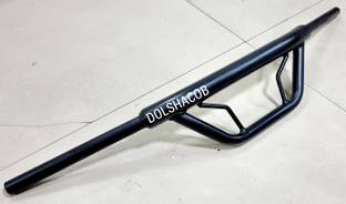 Bullkartzone Bike Handle Bar Black Dual Handlebar Pipe/Rod with Rope Black Handle Bar For Bullet Bikes Handle Bar